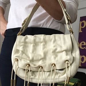 Donna Karan white leather handbag